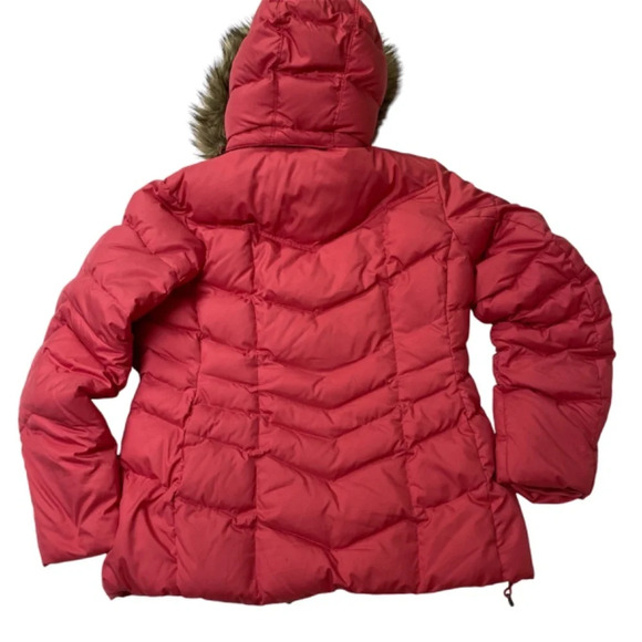 Lands End Puffer Pink Faux Fur Removable Hood Winter Jacket - Picture 12 of 16